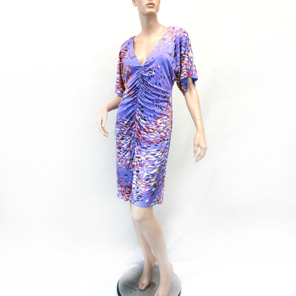 Ali Ro Women's Vintage 80's Purple 100% Silk Cocktail V-Neck Short Dress Size 10